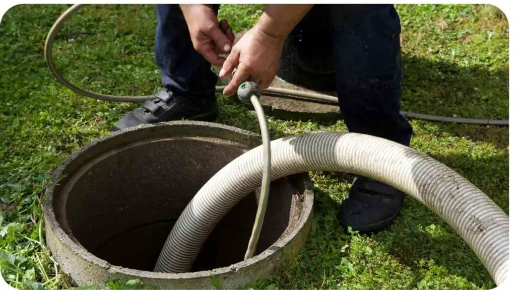 a person is using a hose to clean out a drain
