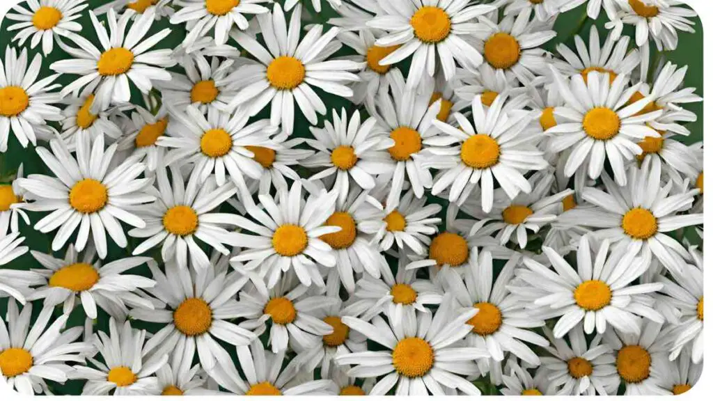 a large group of white and yellow daisies