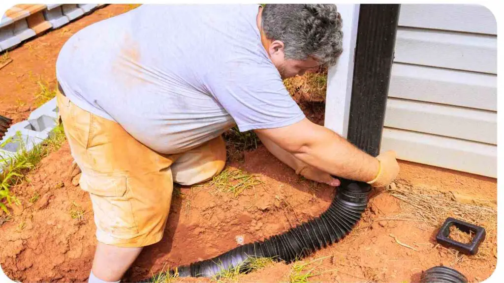 a person is installing a drain pipe in the ground