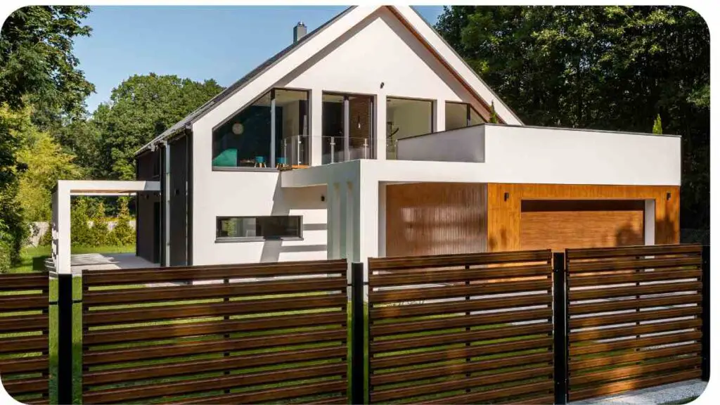 a house with a wooden fence in front of it