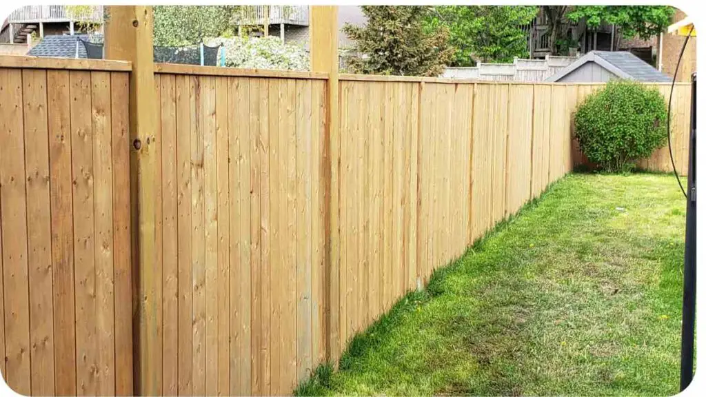 a wooden fence in the backyard of a house