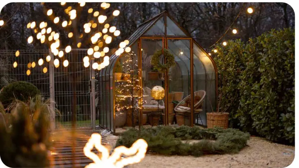 outdoor christmas lights in the garden